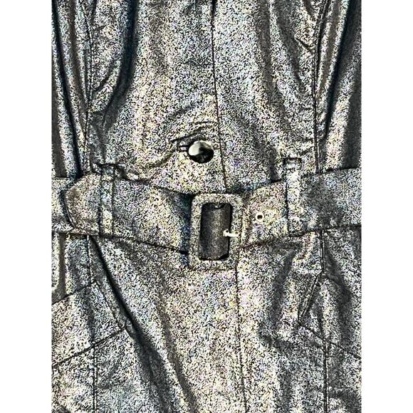 Guess Trench Coat Jacket Single Breasted Belted‎ Metallic Charcoal Gray Womens S - Picture 2 of 14